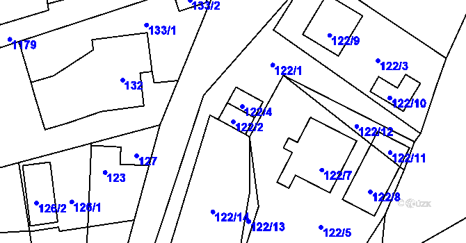 Parcela st. 122/2 v KÚ Meclov, Katastrální mapa