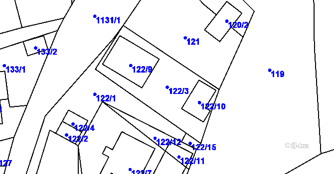 Parcela st. 122/3 v KÚ Meclov, Katastrální mapa