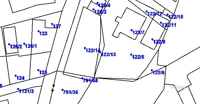 Parcela st. 122/13 v KÚ Meclov, Katastrální mapa