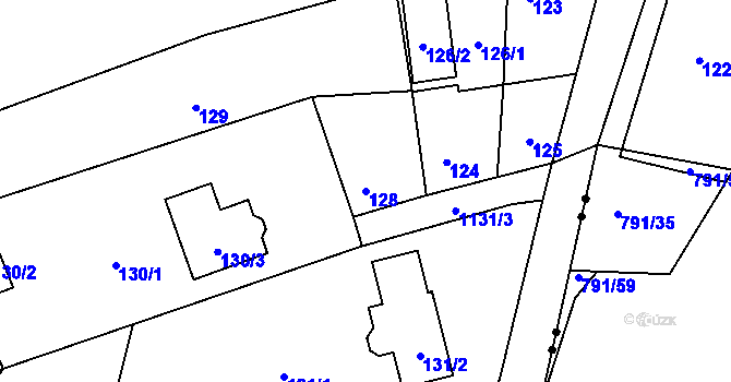 Parcela st. 128 v KÚ Meclov, Katastrální mapa