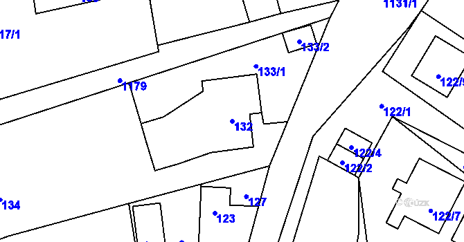 Parcela st. 132 v KÚ Meclov, Katastrální mapa