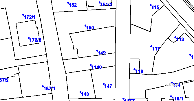 Parcela st. 149 v KÚ Meclov, Katastrální mapa