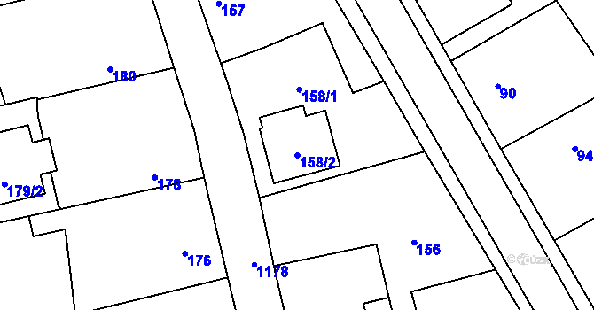 Parcela st. 158/2 v KÚ Meclov, Katastrální mapa