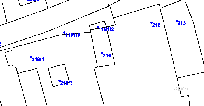 Parcela st. 216 v KÚ Meclov, Katastrální mapa