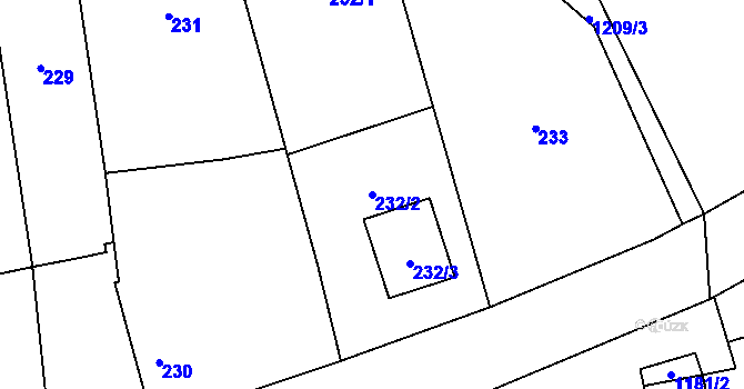 Parcela st. 232/2 v KÚ Meclov, Katastrální mapa