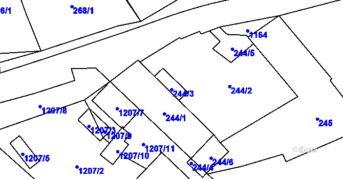 Parcela st. 244/3 v KÚ Meclov, Katastrální mapa