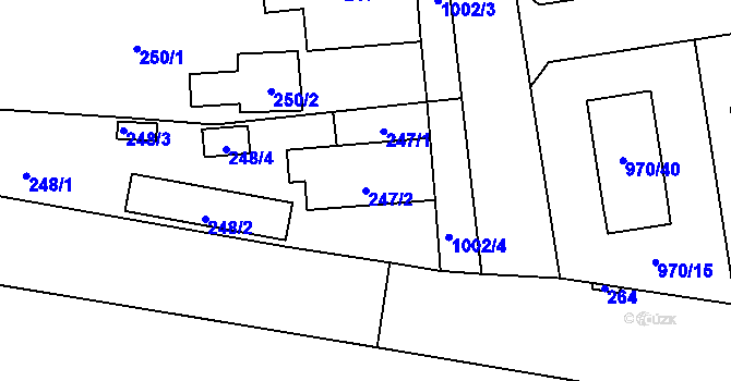Parcela st. 247/2 v KÚ Meclov, Katastrální mapa