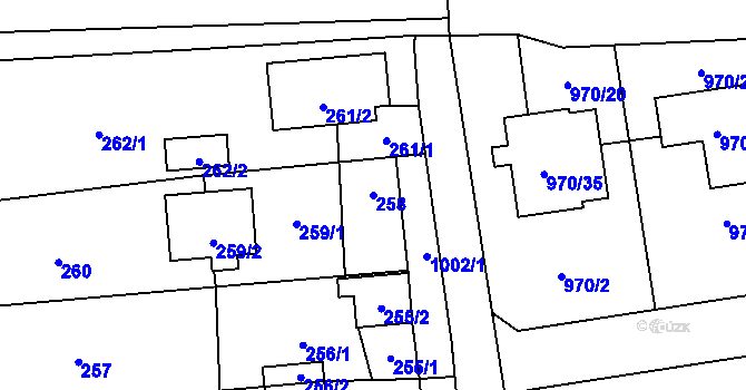 Parcela st. 258 v KÚ Meclov, Katastrální mapa