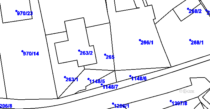 Parcela st. 265 v KÚ Meclov, Katastrální mapa
