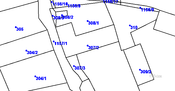 Parcela st. 307/2 v KÚ Meclov, Katastrální mapa