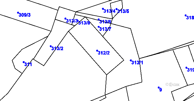 Parcela st. 312/2 v KÚ Meclov, Katastrální mapa