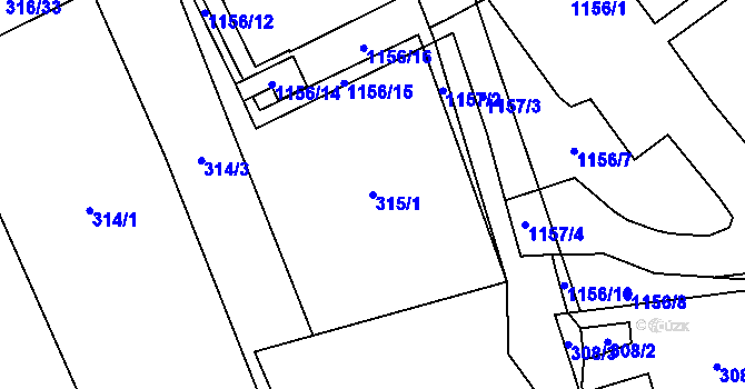 Parcela st. 315/1 v KÚ Meclov, Katastrální mapa