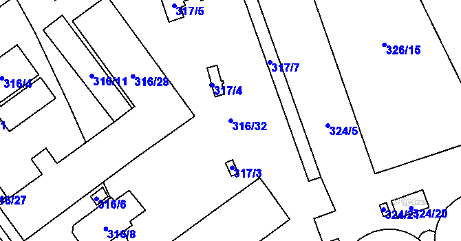 Parcela st. 316/32 v KÚ Meclov, Katastrální mapa