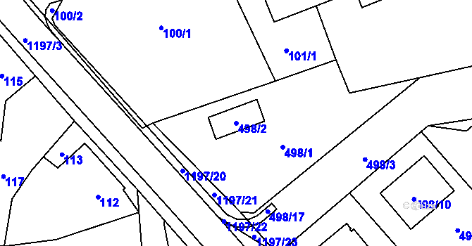 Parcela st. 498/2 v KÚ Meclov, Katastrální mapa