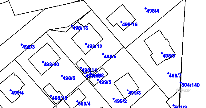 Parcela st. 498/5 v KÚ Meclov, Katastrální mapa