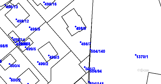 Parcela st. 498/7 v KÚ Meclov, Katastrální mapa