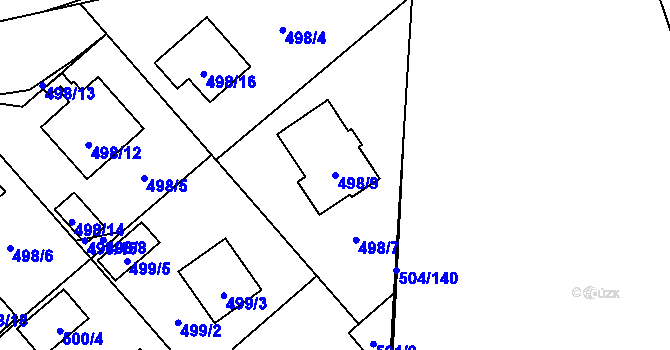 Parcela st. 498/9 v KÚ Meclov, Katastrální mapa