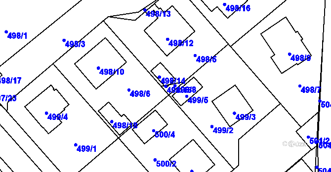 Parcela st. 498/15 v KÚ Meclov, Katastrální mapa