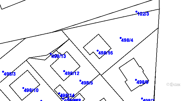 Parcela st. 498/16 v KÚ Meclov, Katastrální mapa