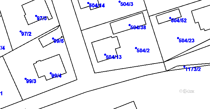 Parcela st. 504/13 v KÚ Meclov, Katastrální mapa