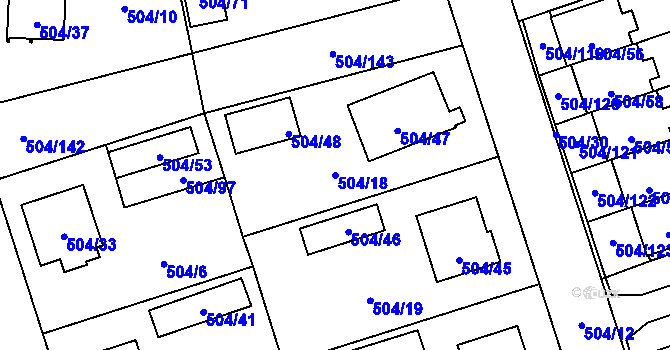 Parcela st. 504/18 v KÚ Meclov, Katastrální mapa