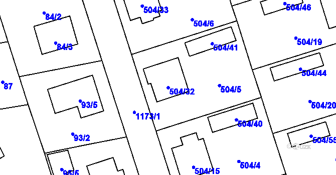 Parcela st. 504/32 v KÚ Meclov, Katastrální mapa