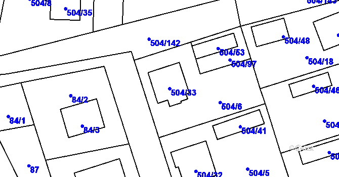 Parcela st. 504/33 v KÚ Meclov, Katastrální mapa