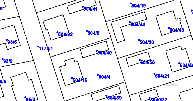 Parcela st. 504/40 v KÚ Meclov, Katastrální mapa