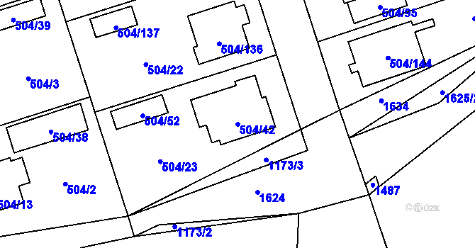 Parcela st. 504/42 v KÚ Meclov, Katastrální mapa