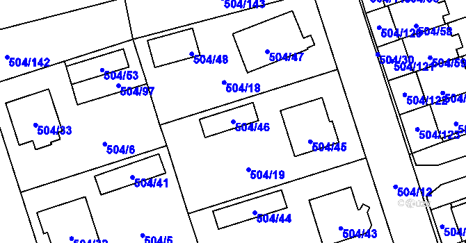 Parcela st. 504/46 v KÚ Meclov, Katastrální mapa