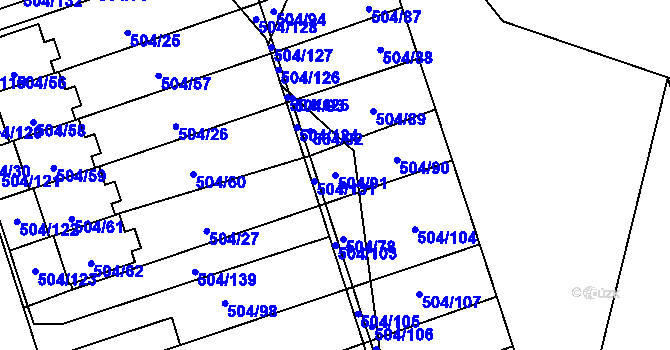 Parcela st. 504/91 v KÚ Meclov, Katastrální mapa