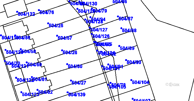 Parcela st. 504/124 v KÚ Meclov, Katastrální mapa
