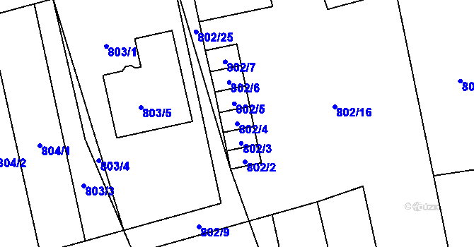 Parcela st. 802/4 v KÚ Meclov, Katastrální mapa