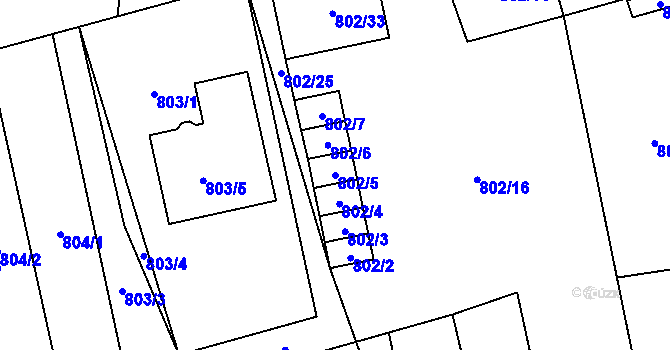 Parcela st. 802/5 v KÚ Meclov, Katastrální mapa