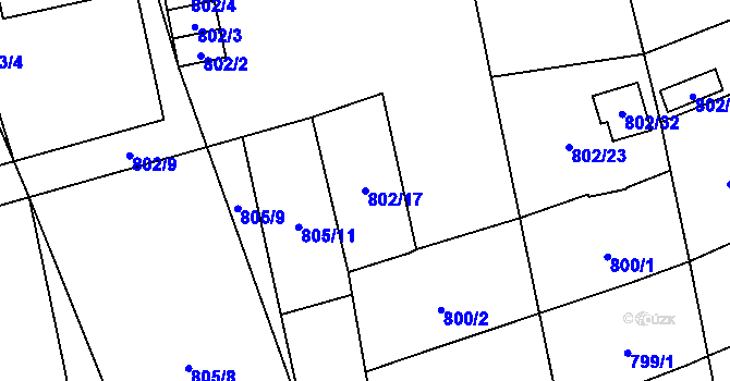 Parcela st. 802/17 v KÚ Meclov, Katastrální mapa