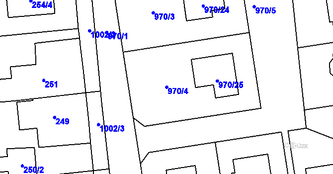 Parcela st. 970/4 v KÚ Meclov, Katastrální mapa