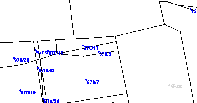 Parcela st. 970/9 v KÚ Meclov, Katastrální mapa