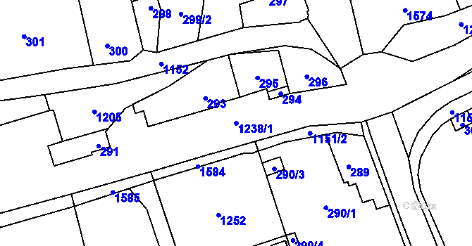 Parcela st. 1238/1 v KÚ Meclov, Katastrální mapa
