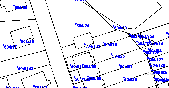 Parcela st. 504/132 v KÚ Meclov, Katastrální mapa