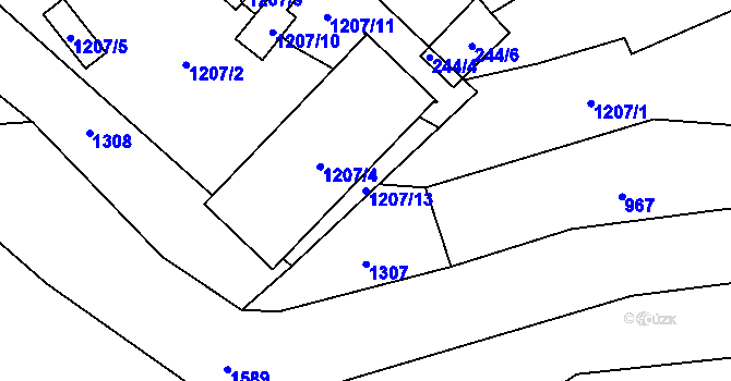 Parcela st. 1207/13 v KÚ Meclov, Katastrální mapa