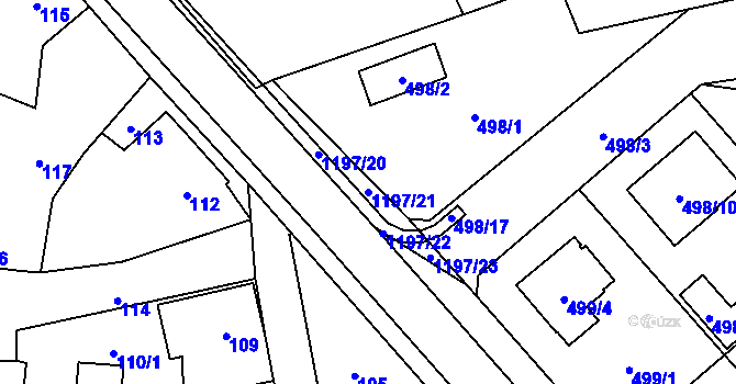 Parcela st. 1197/21 v KÚ Meclov, Katastrální mapa