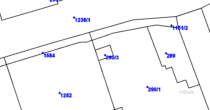 Parcela st. 290/3 v KÚ Meclov, Katastrální mapa