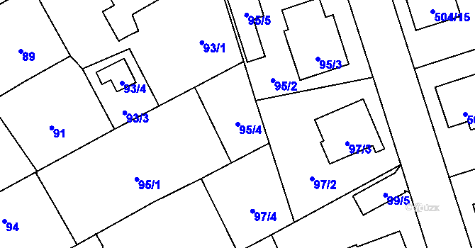 Parcela st. 95/4 v KÚ Meclov, Katastrální mapa