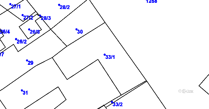 Parcela st. 33/1 v KÚ Meclov, Katastrální mapa
