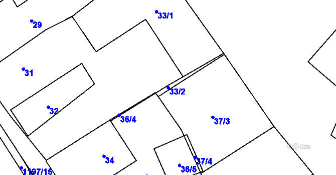 Parcela st. 33/2 v KÚ Meclov, Katastrální mapa