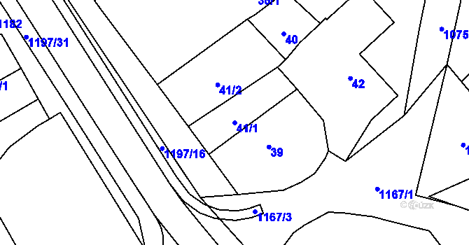 Parcela st. 41/1 v KÚ Meclov, Katastrální mapa