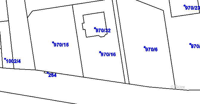 Parcela st. 970/16 v KÚ Meclov, Katastrální mapa