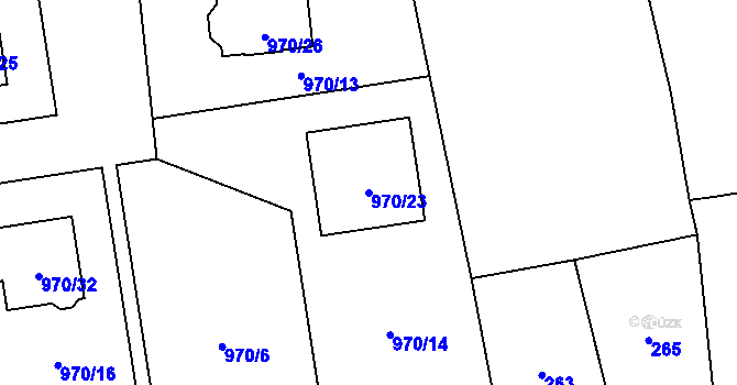 Parcela st. 970/23 v KÚ Meclov, Katastrální mapa