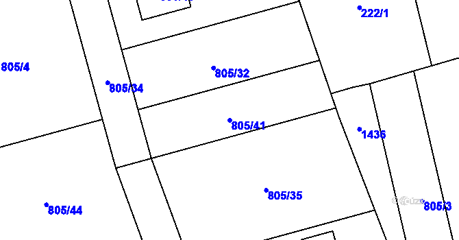 Parcela st. 805/41 v KÚ Meclov, Katastrální mapa