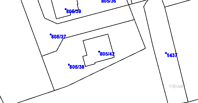 Parcela st. 805/42 v KÚ Meclov, Katastrální mapa